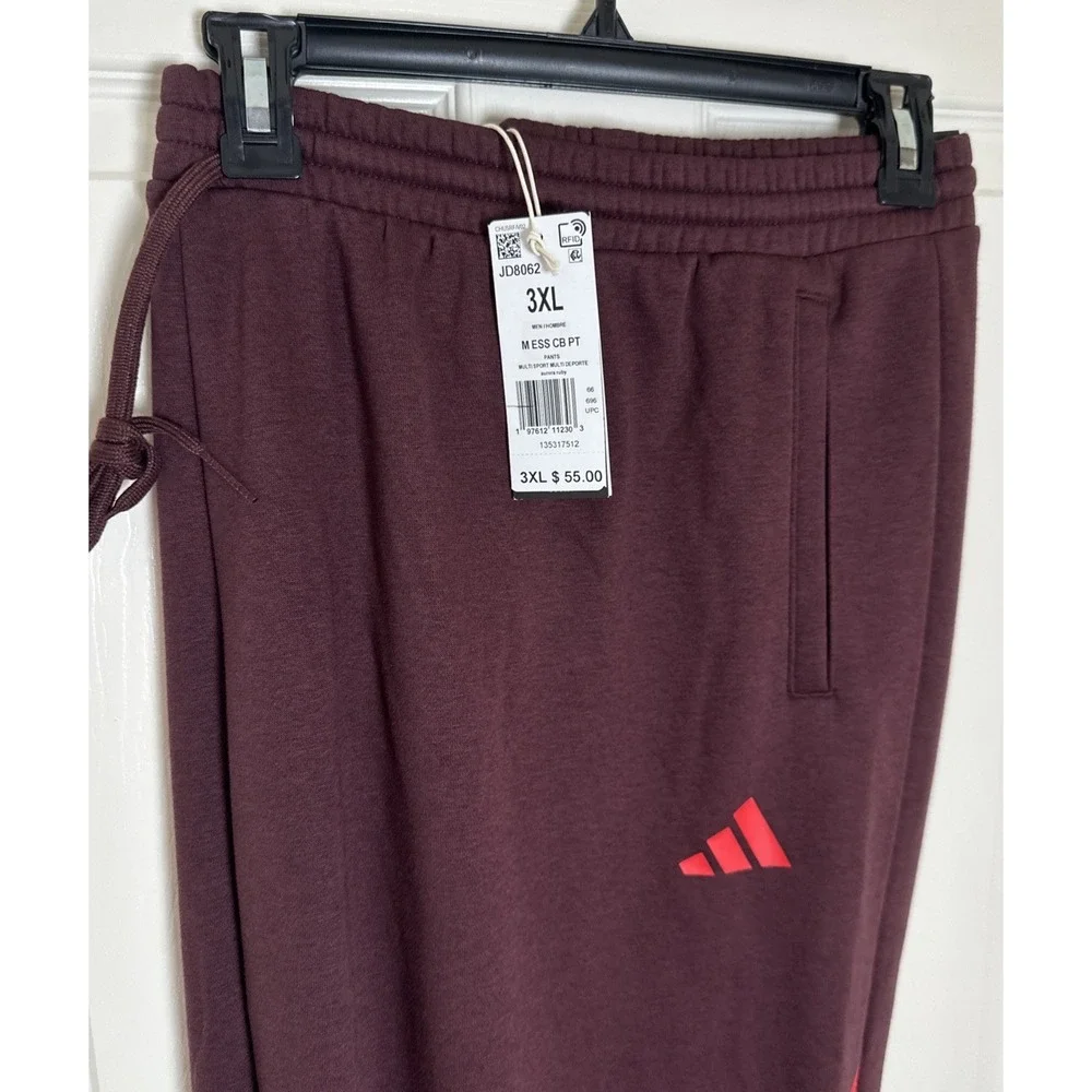 Adidas Mens Drawstring Waist Regular Fit Big & Tall Fleece Sweatpant 3XLT‎ NWT